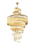 Classique hôtel salon spirale long moderne led luxe asfour cristal escalier lustre éclairage haute qualité cristal lumière