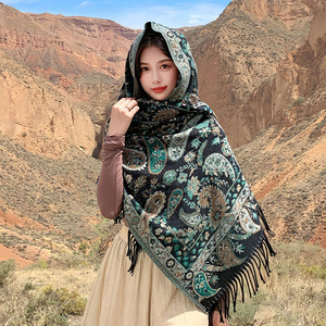 Women's Wool <b>Square</b> Shawl Red Floral Pattern Multifunctional <b>Scarf</b> Autumn Daily Wear - Product Image 4