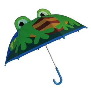 Paraguas de 19 pulgadas para niños, paraguas con estampado de animales en 3D para niños, paraguas con personajes de dibujos animados