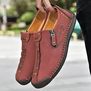 Sepatu Santai Pria Berkualitas Tinggi Ukuran Besar dengan Ritsleting, Modis, Bahan Microfiber untuk Musim Semi, Gugur, dan Dingin - Product Image 2