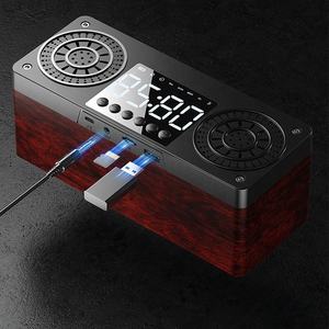 Altavoz portátil BT 5,0 de madera, Despertador con pantalla LED, altavoces estéreo de escritorio, Subwoofer, TF, AUX, USB, Radio <span class=keywords><strong>FM</strong></span>, reproducción de música - Product Image 1