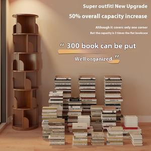 Librería Giratoria Moderna de Madera para Sala de Estar con Armarios y Gabinetes para Estudiantes y Niños, Uso Escolar y Doméstico - Product Image 2