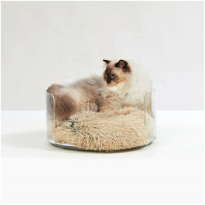 Hiddin <span class=keywords><strong>Clear</strong></span> <span class=keywords><strong>Lucite</strong></span> Cama redonda para gatos y perros con cojín de donut Acrílico Venta al por mayor Cama de lujo para mascotas - Product Image 3