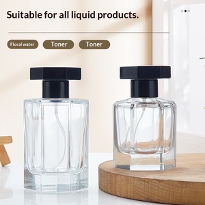 Altıgen Şeffaf Cam Parfüm Şişesi 50ml 100ml Siyah Kapaklı İnce Sis Spreyi Doldurulabilir Seyahat Boyu Kozmetik Kabı - Product Image 2