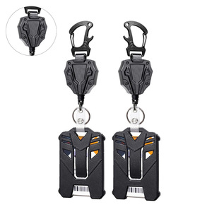 Ensemble de porte-badges rétractables multifonctionnels en câble d'acier avec boucle à tirage facile, pour badges nominatifs, badges d'identification et étuis pour cartes à enroulement, pour usage transfrontalier - Product Image 1