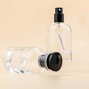 Luxury 30ml 50ml 100ml Clear Round Glass Perfume <b>Bottle</b> Thick Base <b>Empty</b> Fragrance <b>Spray</b> <b>Bottle</b> with Black Cap Wholesale - Product Image 4