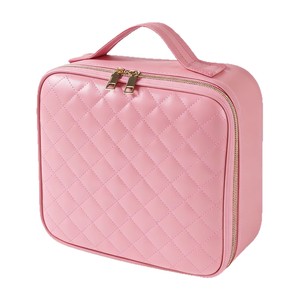 Estuche de Maquillaje Impermeable con Diseño de Diamantes en PU, Espejo con Luz, Cubierta de Alta Gama, Diseño Urbano Minimalista, También Sirve como Maleta - Product Image 4