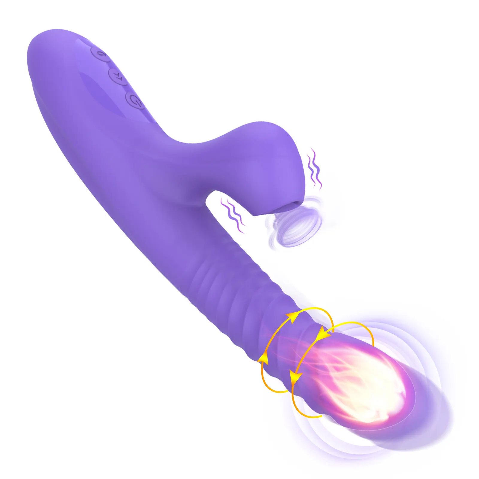 Yeni stil silikon lezbiyen pil sokmak teleskopik emme rotasyon yapay penis seks oyuncak klitoris G nokta tavşan vibratör kadınlar için