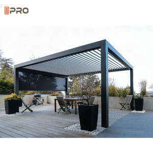 Toit Rétractable Terrasse Top Treillis Pergolas De Jardin avec Verre Coulissant Aluminium LED Bandes Lumineuses Étanche Gazebo 200mm - Product Image 2