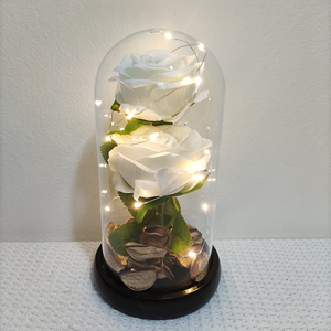 Rosas artificiales en cúpula de cristal con luz Led, flores de seda decorativas para el hogar, regalo festivo, rosas artificiales populares, 2 unidades - Product Image 6