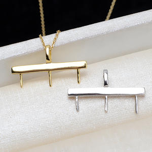 Colgante de Plata S925 con 3 Cuentas para Mujer, 7-8 Pulgadas, Accesorios de Joyería DIY, Colgantes Finos, Dijes de Moda, Bandeja Vacía 2969 - Product Image 1