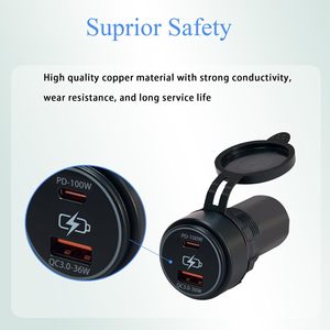 Cargador de Coche Doble USB de 100W, PD100W QC3.0, Carga Rápida, Puertos Tipo C y Tipo A - Product Image 6