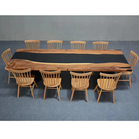 Design moderne dessus de table en résine époxy meubles de maison en bois massif ensemble de table à manger en bois époxy pouvant accueillir dix personnes