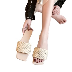 Sandalias de Mujer Transpirables, Tejidas, con Punta Cuadrada, Planas, Antideslizantes, con Suela de Goma, Ligeras, Casuales, para la Playa - Product Image 5