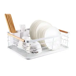 Moderno manija de madera plato Rack y drenaje de Attom tecnología casa cocina placa taza plato de secado Rack bandeja cubiertos plato escurridor