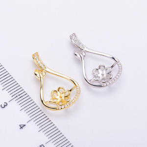 Pendentif en argent S925 30114, accessoires de perles DIY pour femmes, plaqué rhodium, perle de 11-12 mm, cache-perle, collier vide - Product Image 2