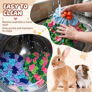 Alfombrilla Olfativa para Animales Pequeños, para Conejos, Perros, Cobayas y Ratones, Alfombra de Poliéster Interactiva con Diseño de Flores para una Alimentación Divertida - Product Image 3