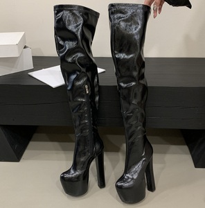Bottes hautes à talons compensés pour femmes, de marque, élégantes et confortables, pour l'hiver, au-dessus du genou - Product Image 1
