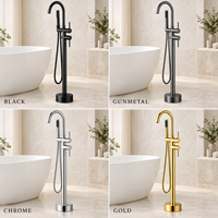 Robinet de baignoire sur pied en laiton à poignée unique, mitigeur de baignoire à montage au sol avec cartouche céramique, ensemble de douche traditionnel Grifo Tina