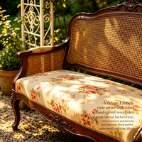Canapé Chesterfield en cuir de style européen antique français, sectionnel, avec cadre en bois sculpté doré, deux places, rembourrage en éponge, pour salon