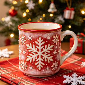 Taza de Café de Cerámica Navideña, Linda Taza de Porcelana Apta para Microondas con Diseño Navideño - Product Image 6