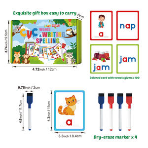 แฟลช<span class=keywords><strong>การ</strong></span>์ดมอนเตสซอรี่สำหรับการเรียนรู้เบื้องต้น ฝึกเขียนคำ/ตัวอักษร CVC สำหรับเด็ก ขายส่ง - Product Image 4