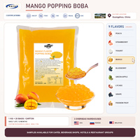 Upgrade uw dranken met gecertificeerde Popping Boba in 9 smaken, 1kg x 20 zakken per doos, voor bubble tea shops en juice bars.