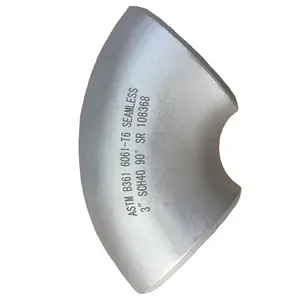 6061 6063 5083 nahtlose stumpf geschweißte 90-Grad-Winkelbiegung aus Aluminium rohr 3,5 "Short Radius Aluminium Casting Elbow