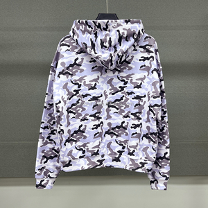 Streetwear en vrac épaule tombante sweats à capuche épais unisexe coton surdimensionné sweat à capuche zippé de haute qualité poids lourd camouflage sweats à capuche zippés - Product Image 2