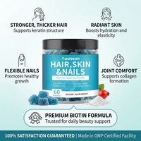 Ausreson Marque Privée Gommes Vitaminées Biotine Cheveux Peau & Ongles Collagène Suppléments de Beauté Véganes Gommes Cheveux Peau et Ongles