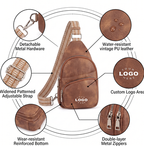 Sac bandoulière en cuir marron personnalisé pour femme, avec <span class=keywords><strong>sangle</strong></span> réglable, imperméable, sac de poitrine décontracté et de voyage, sacs pour femmes fabriqués par des fabricants - Product Image 3