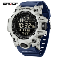 Montre de sport pour homme OEM LOGOO SANDA 6229, étanche, LED analogique-numérique, multifonctionnelle, grand cadran, montre-bracelet électronique