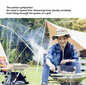 Nhà Máy Thép Không Gỉ Cán Nướng Giỏ <span class=keywords><strong>Net</strong></span> Di Động Ngoài Trời Cắm Trại Thịt Nướng Giá BBQ Nướng Giỏ Cho Rang Thịt - Product Image 6