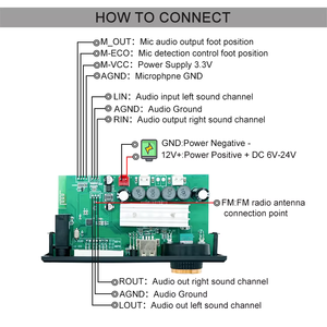 Placa decodificadora DE REPRODUCTOR DE MP3 de 2X80W, módulo amplificador de Audio, placa base de altavoz <span class=keywords><strong>Bluetooth</strong></span> con función de micrófono - Product Image 5