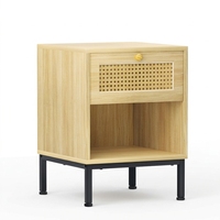 Table de chevet bohème moderne du milieu du siècle avec tiroir de rangement, meuble multifonction écologique pour salle à manger et appartement, finition bois