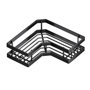 Étagère d'angle de douche noire mate à 3 niveaux en métal avec crochets de drainage pour rangement de salle de bain, design gain de place - Product Image 6