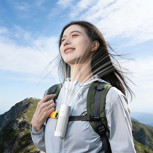 Wearable Turbo <b>Handheld</b> <b>Fan</b> 3000mAh Multifunction Portable USB Rechargeable 5 Speeds Outdoor Ice Cooling <b>Fan</b> with Flashlight - Product Image 2