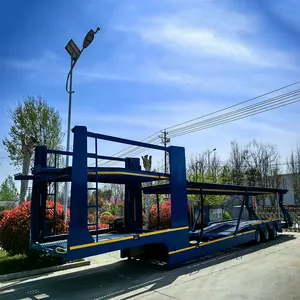 China Factory New 3axles Tri-Axle Semi Trailer Chassis Car Carrier Transport Truck Steel Semi Trailer