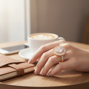 CZ anelli in resina placcata oro rosa regolabili alla moda apertura intarsio forma numero - Product Image 3