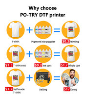 Po-Try Digitale DTF Printer A2 60cm I3200 Printkop Nieuwe Staat Pigmentinkt Textiel Film Volledig Automatisch 1 Jaar Garantie
