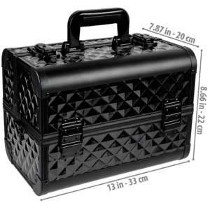 Valise de maquillage professionnelle en aluminium, boîte à cosmétiques portable, organisateur, rangement de bijoux, serrure, 3 plateaux, porte-pinceaux de maquillage, miroir - Product Image 2