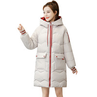 AIMINYZ 2023 Nouveau Manteau d'hiver long et amovible à imprimé décontracté avec capuche, coupe ajustée, grand chapeau, doublure en coton pour femmes