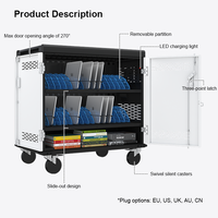 Chariot de recharge pour ordinateurs portables sur mesure à 32 emplacements pour les écoles, station de recharge mobile pour Chromebook avec PDU intelligent, certifié CE, prix d'usine