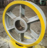 Polea de hierro gris OEM personalizada, fundición en arena, polea de transmisión por correa multicanal para maquinaria industrial y transmisión de potencia