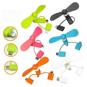 Gratis Sample Draagbare 3 In 1 Koeling Mini Usb Fan Mobiele Telefoon Ventilator Voor Iphone Android Type C Handheld Mini fan