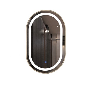 <span class=keywords><strong>Miroir</strong></span> de salle de bain LED décoratif éclairé, design graphique moderne, forme ovale, étanche, mural, pour chambre à coucher, hôtel, maquillage - Product Image 1