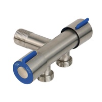 Sus 304 2 en 1 Angle Valve Salle De Bains Closestool Double Contrôle Robinet D'eau En Acier Inoxydable Double Poignée Toilette Machine À Laver