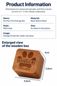Boîte commémorative en bois pour animaux de compagnie, personnalisable avec gravure photo, pour ranger poils, dents, cendres, souvenirs de chats et chiens - Product Image 5