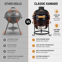 AUPLEX OEM 13 pouces Jaune Meilleur petit barbecue Kamado en céramique pour jardin, gril à charbon de bois, mobilier d'extérieur, cuisson DIY