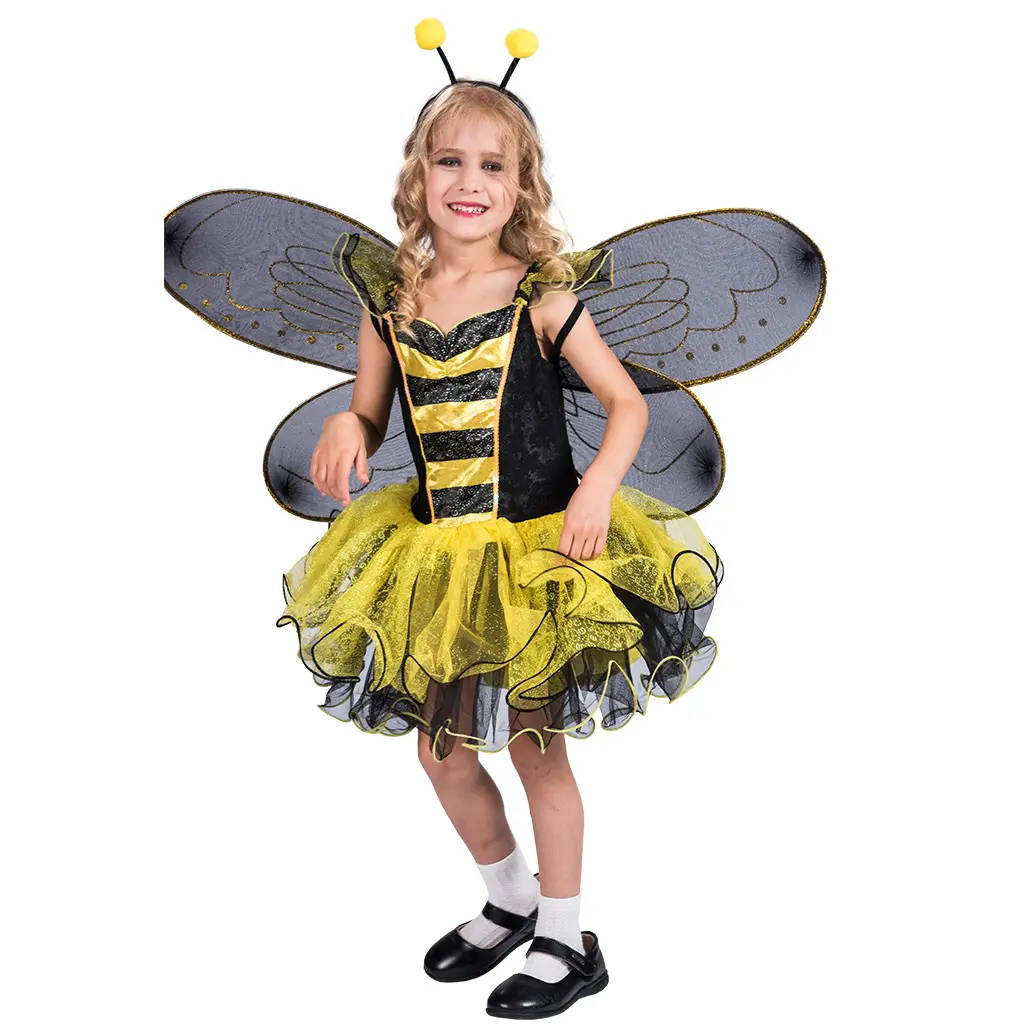 Disfraz de abeja de Halloween Disfraz de abeja para niños con alas de abeja Vestido de lujo para niños pequeños